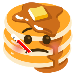 face with thermometer and pancakes