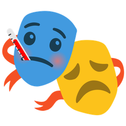 face with thermometer and performing arts