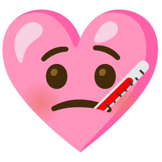 Face with thermometer and Pink heart