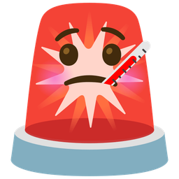 face with thermometer and police car light