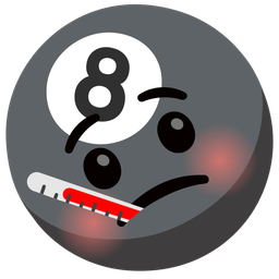 face with thermometer and pool 8 ball
