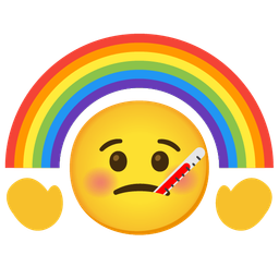 face with thermometer and rainbow