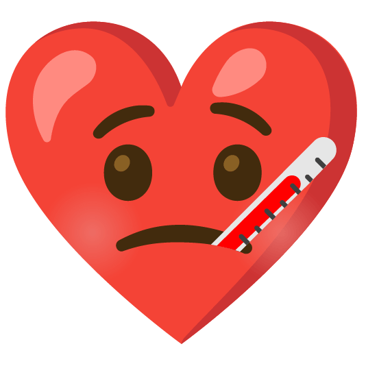 Face with thermometer and Red heart