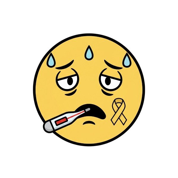 Face with thermometer and Reminder ribbon