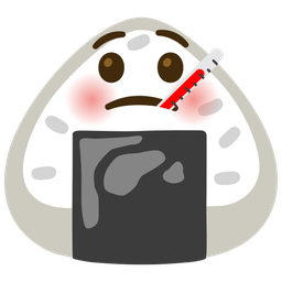 face with thermometer and rice ball