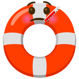face with thermometer and ring buoy