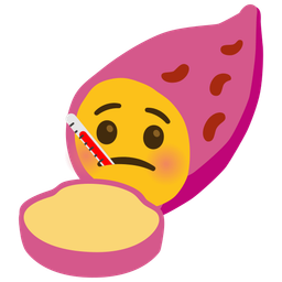 face with thermometer and roasted sweet potato