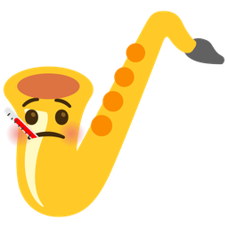 face with thermometer and saxophone