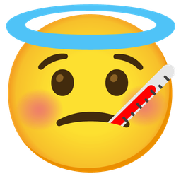 Face with thermometer and Smiling face with halo