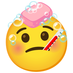 face with thermometer and soap