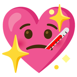 face with thermometer and sparkling heart