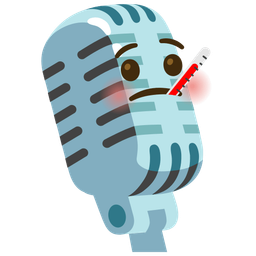 face with thermometer and studio microphone