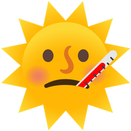 face with thermometer and sun with face