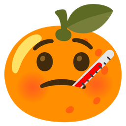 face with thermometer and tangerine