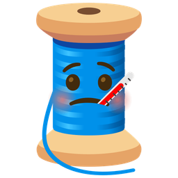 face with thermometer and thread
