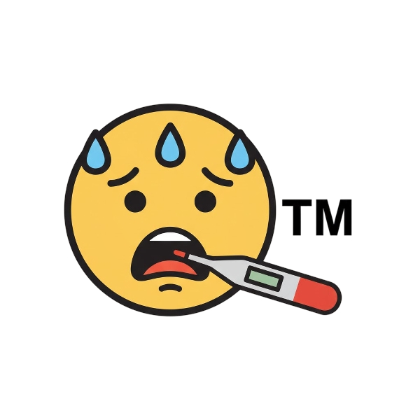 Face with thermometer and Trade mark