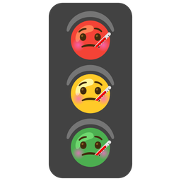 face with thermometer and vertical traffic light