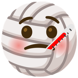face with thermometer and volleyball