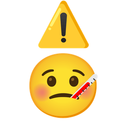 face with thermometer and warning