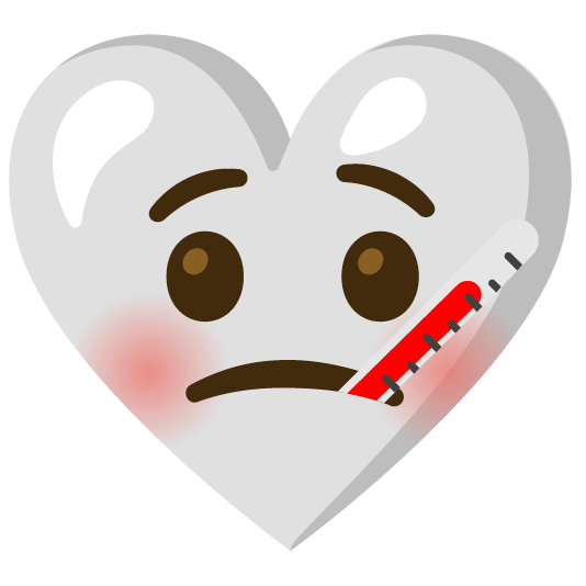 Face with thermometer and White heart
