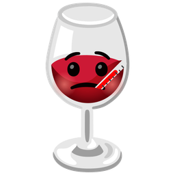 face with thermometer and wine glass