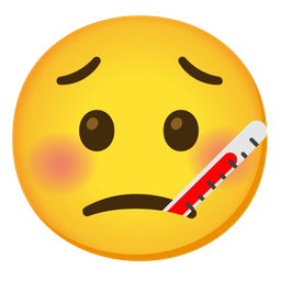face with thermometer and worried face