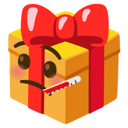 face with thermometer and wrapped gift
