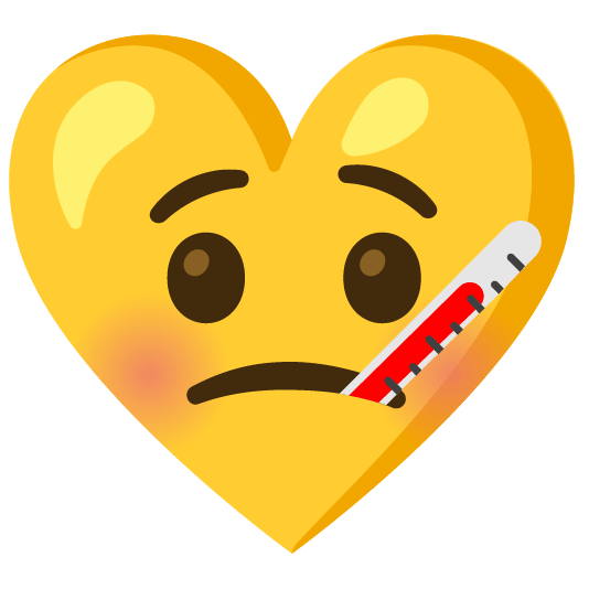 Face with thermometer and Yellow heart