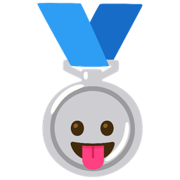 face with tongue and 2nd place medal