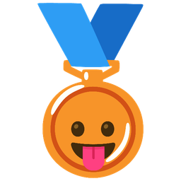face with tongue and 3rd place medal