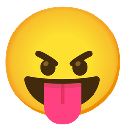 face with tongue and angry face