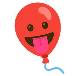 face with tongue and balloon