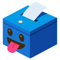 face with tongue and ballot box with ballot