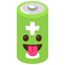 face with tongue and battery