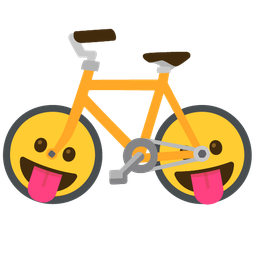 face with tongue and bicycle