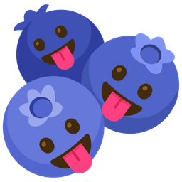 face with tongue and blueberries