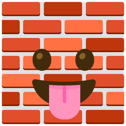 face with tongue and brick