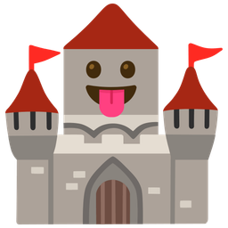 face with tongue and castle