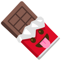 face with tongue and chocolate bar