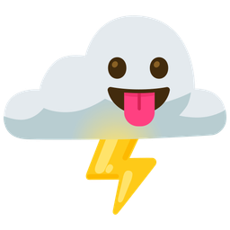 face with tongue and cloud with lightning