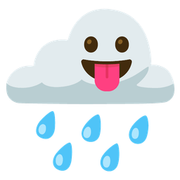 face with tongue and cloud with rain