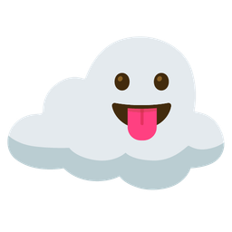 face with tongue and cloud