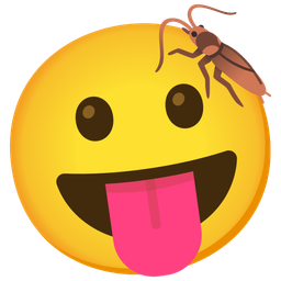 face with tongue and cockroach