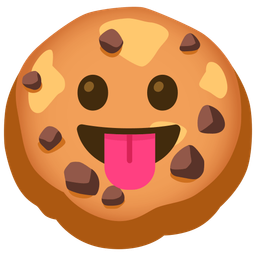 face with tongue and cookie