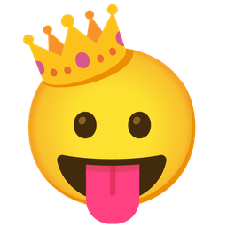 face with tongue and crown
