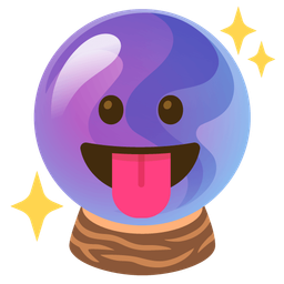 face with tongue and crystal ball