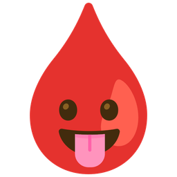 face with tongue and drop of blood
