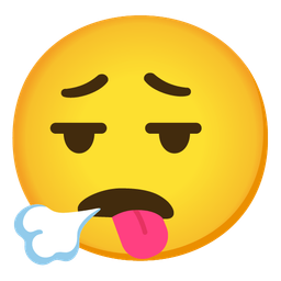 face with tongue and face exhaling