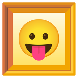 face with tongue and framed picture