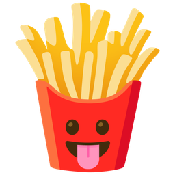 face with tongue and french fries